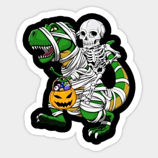 Skeleton Riding Mummy T Rex Halloween Boys Girls Kids Sticker